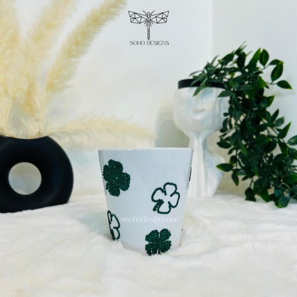 Rhinestones clover mug
